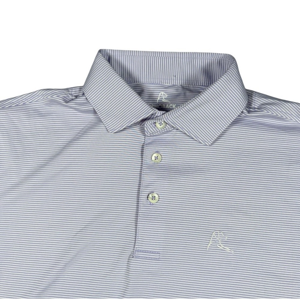 Rhoback Mens The Captain Stripe Performance Polo Shirt Small Purple White